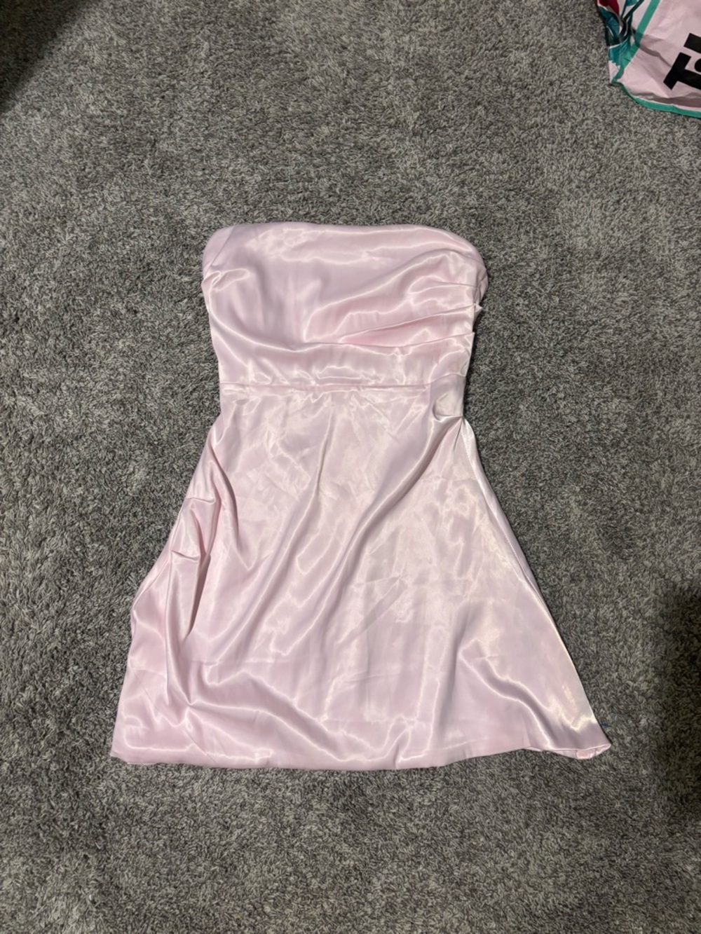 Strapless Satin Mini Dress in Light Pink